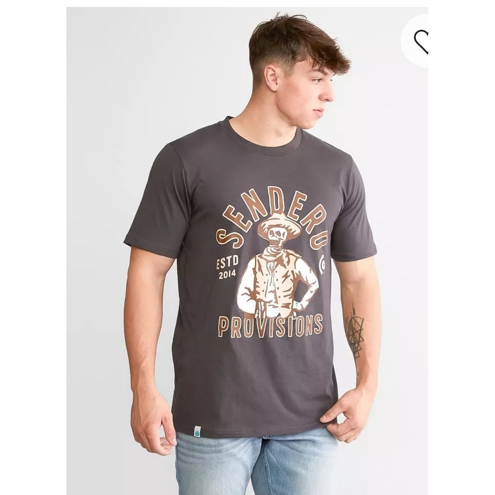 Sendero Provisions Gray T Shirt Western El Bolo Mexican Skeleton Men's S Buckle
